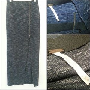 Rare FREE PEOPLE Long Pencil Skirt ZIPPER Accent Straight Cigarette Style Fleece